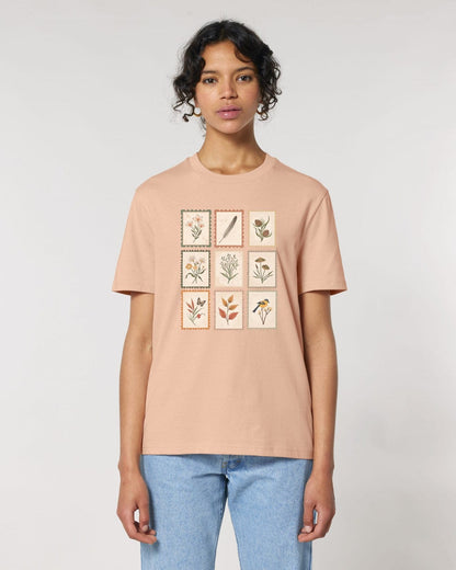 Stepping Green T-Shirt Vintage Nature Stamps T-Shirt