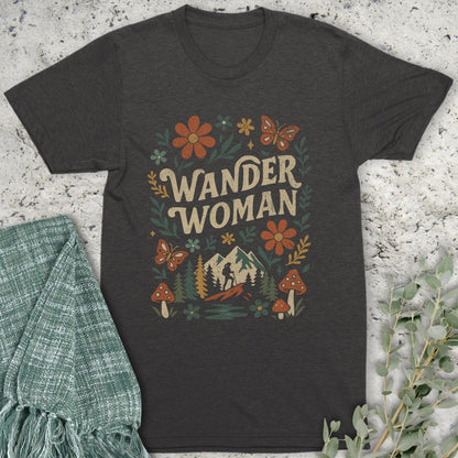 Stepping Green T-Shirt Wander Woman Floral Scene Organic T-Shirt