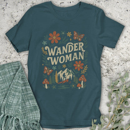 Stepping Green T-Shirt Wander Woman Floral Scene Organic T-Shirt
