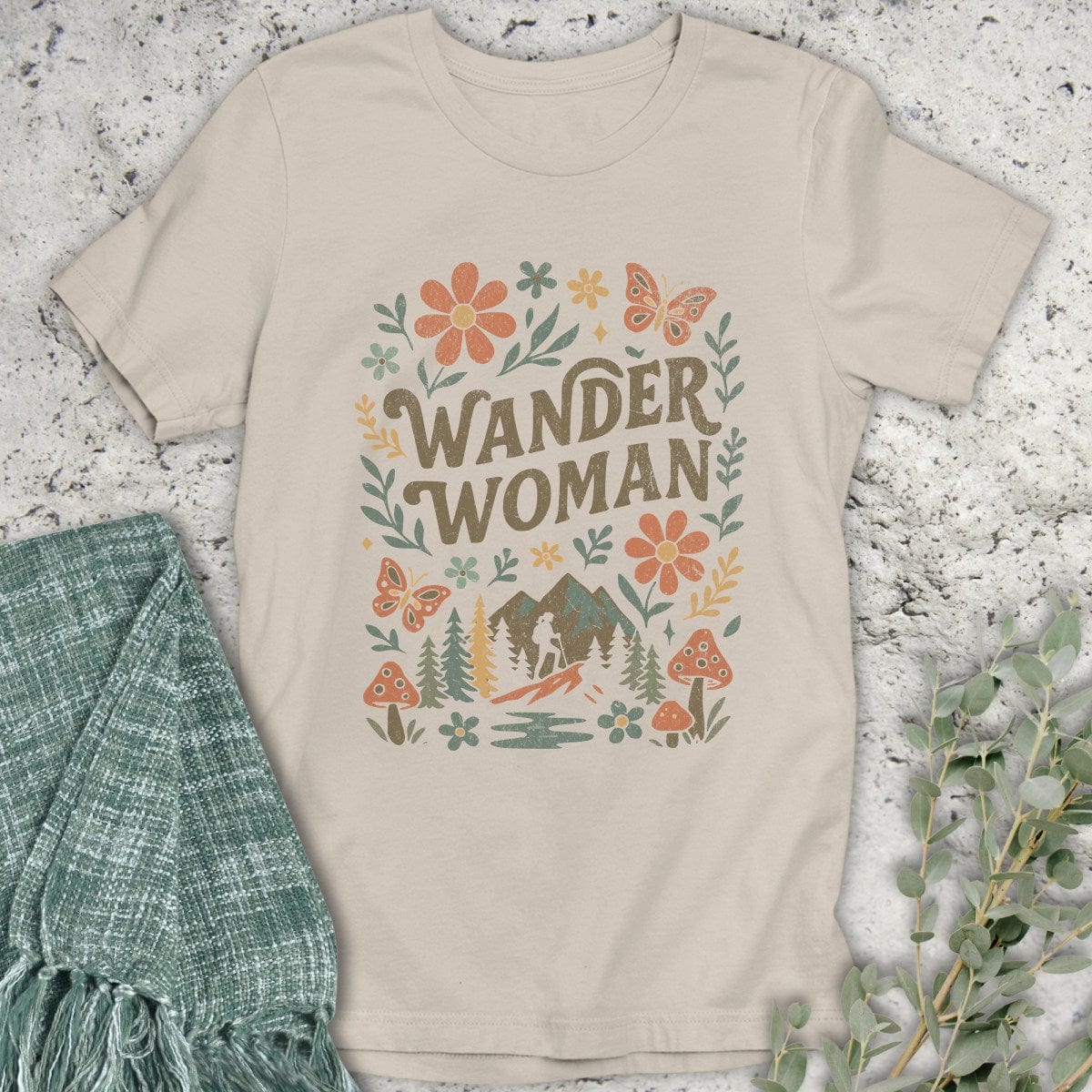 Stepping Green T-Shirt Wander Woman Floral Scene T-Shirt