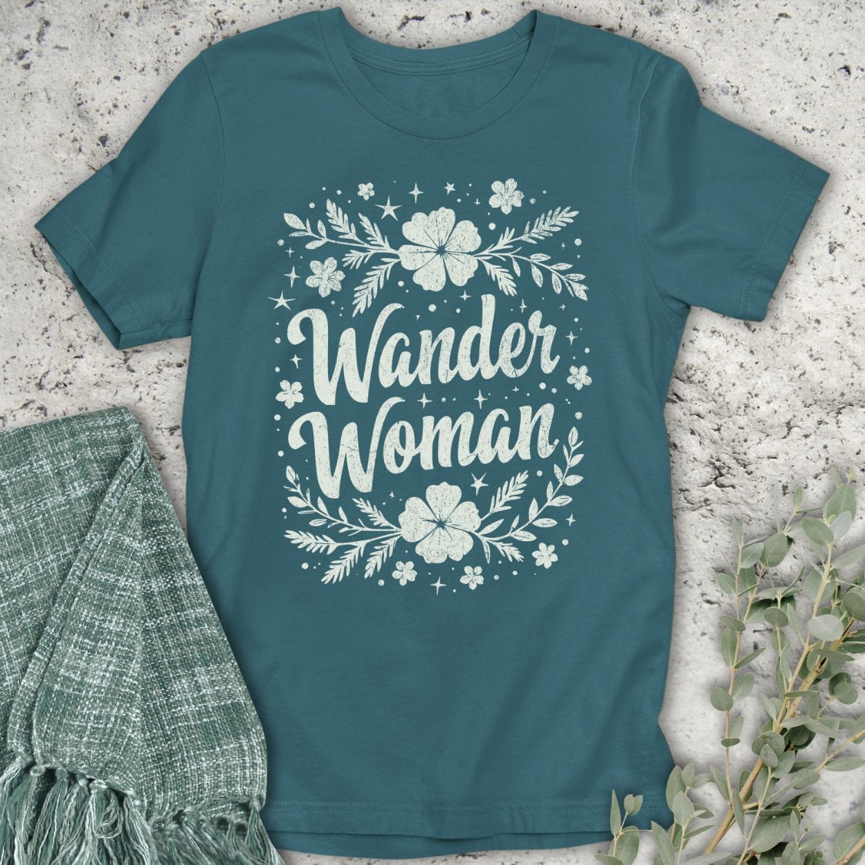 Stepping Green T-Shirt Wander Woman Flowers T-Shirt