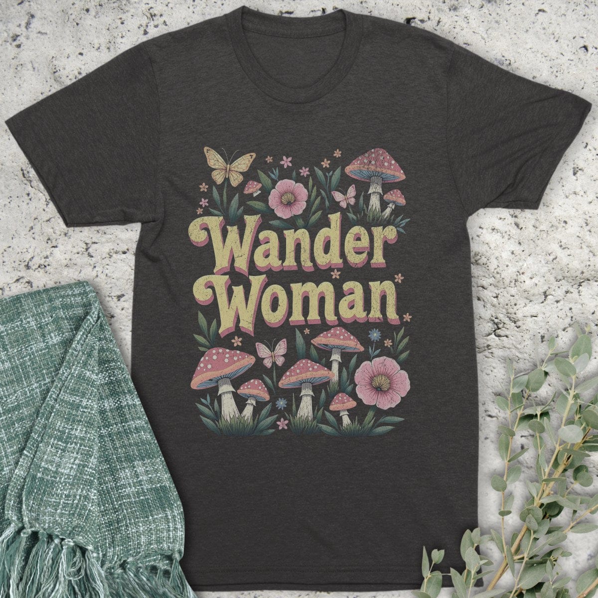 Stepping Green T-Shirt Wander Woman Mushroom Organic T-Shirt