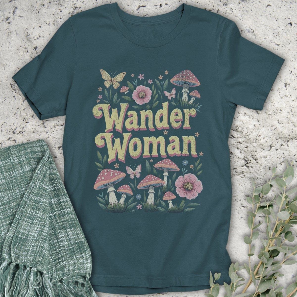 Stepping Green T-Shirt Wander Woman Mushroom Organic T-Shirt