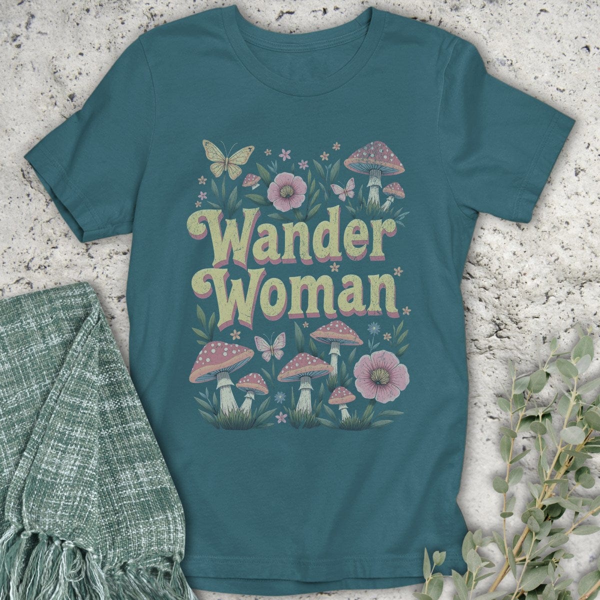 Stepping Green T-Shirt Wander Woman Mushroom T-Shirt