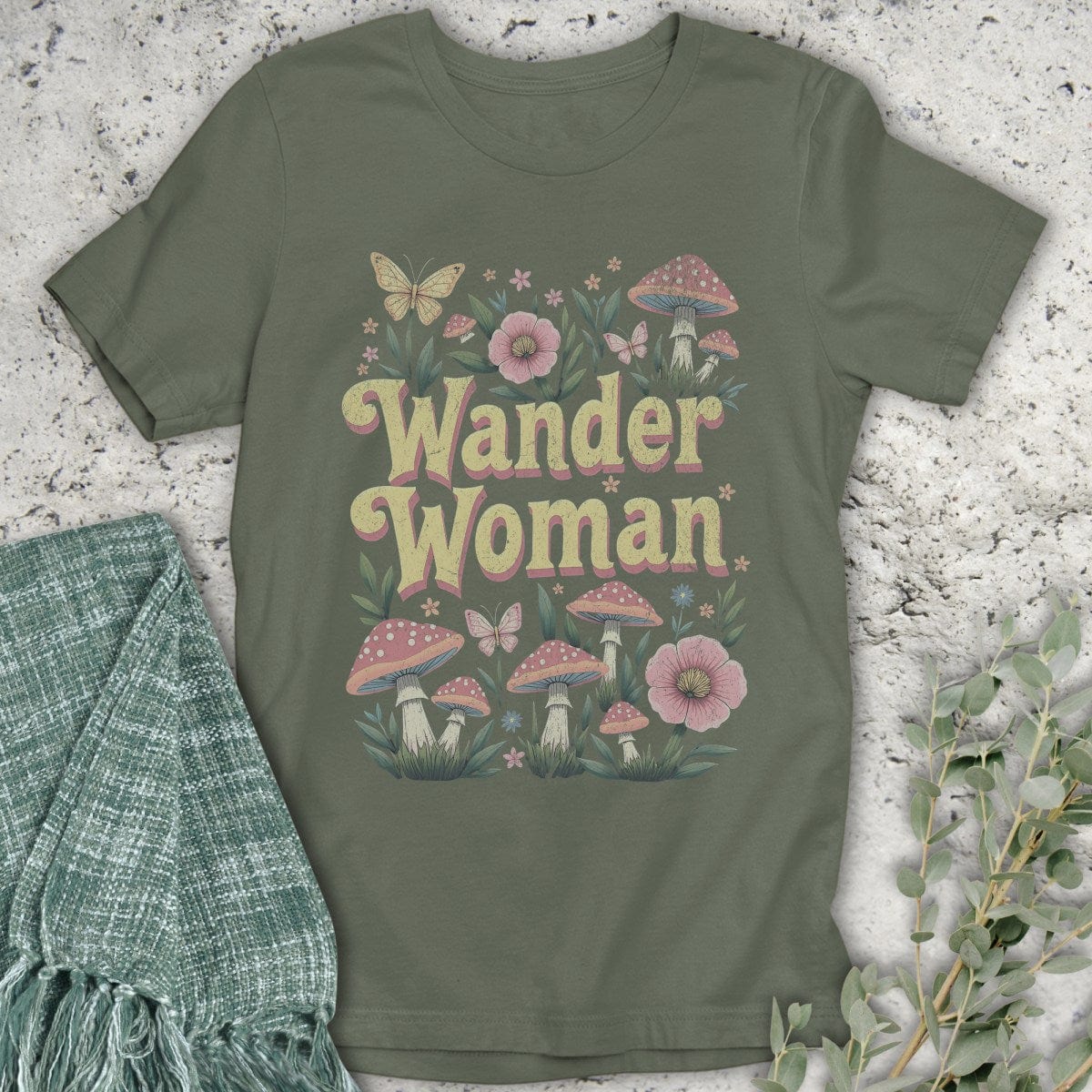 Stepping Green T-Shirt Wander Woman Mushroom T-Shirt