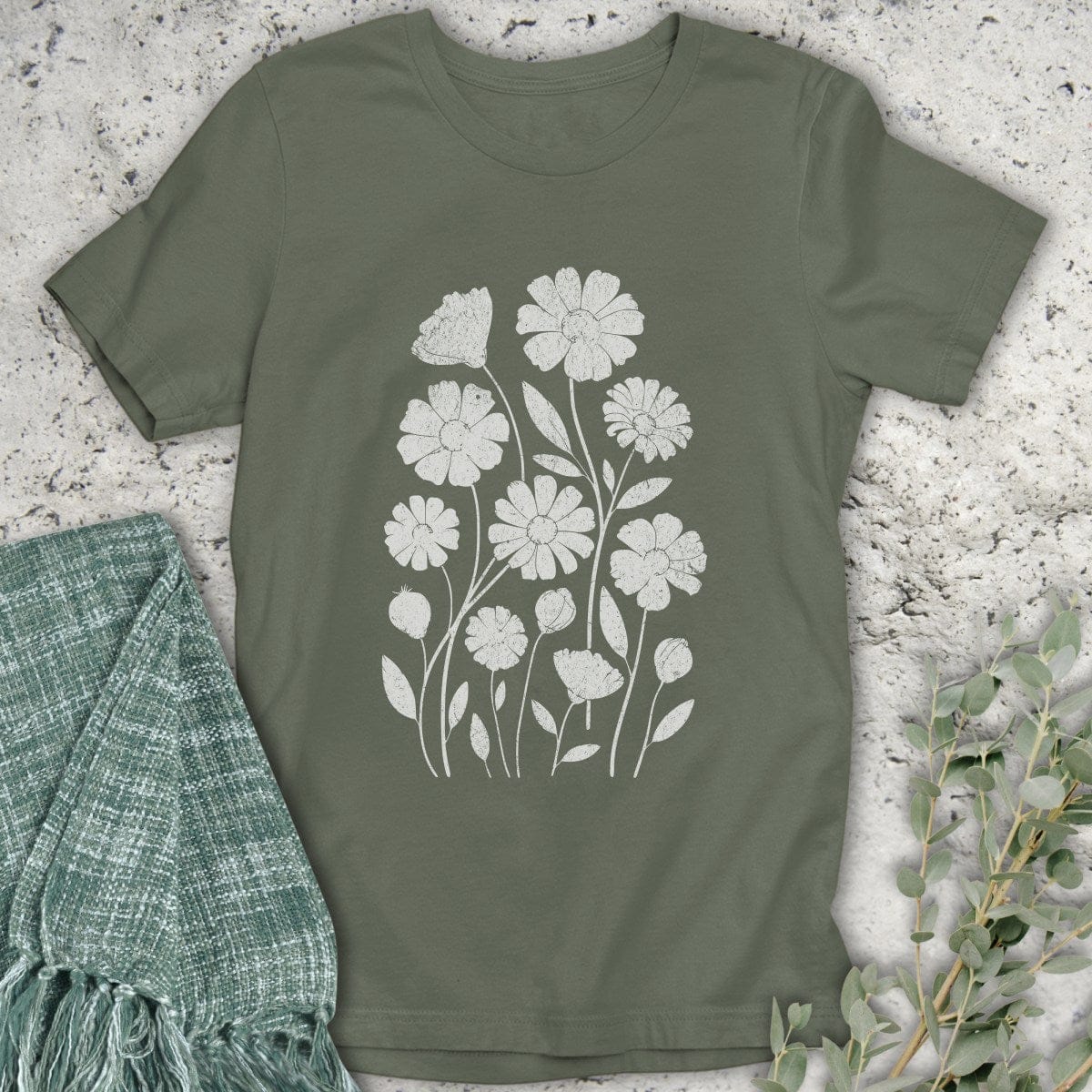Stepping Green T-Shirt Wildflower Garden Organic T-Shirt