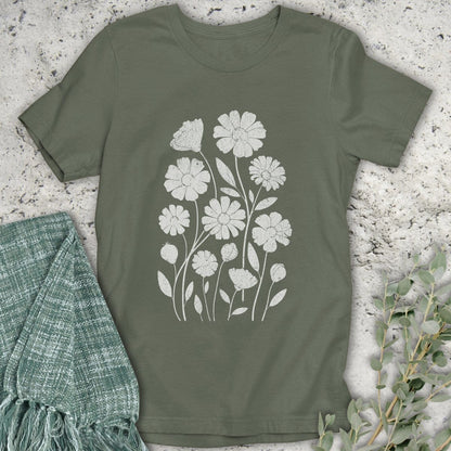 Stepping Green T-Shirt Wildflower Garden Organic T-Shirt