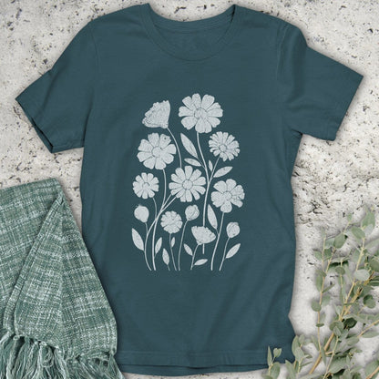 Stepping Green T-Shirt Wildflower Garden Organic T-Shirt